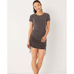 Victoria's Secret PINK Black Ruched Bodycon T-Shirt Mini Dark Gray Dress Size XS